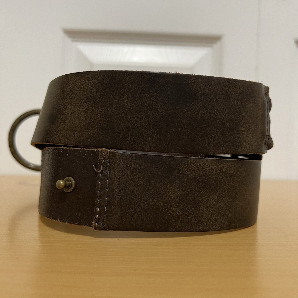 ANTONIAZZI Firenze Brown‎ Tooled Leather Wide Waist Belt Vintage designer ANTONIAZZI FIRENZE wide blue leather belt  main image 2