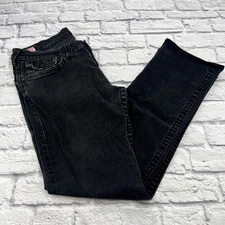 True Religion Ricky Mens Black Denim Jeans Size 36 Made in USA Straight Leg