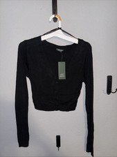 Wild Fable Women  s Black Long Sleeve Cropped Sweater Size Small