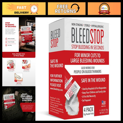 First Aid Blood Clotting Powder - Trauma Kit Essential for Severe Bleeding & Nos