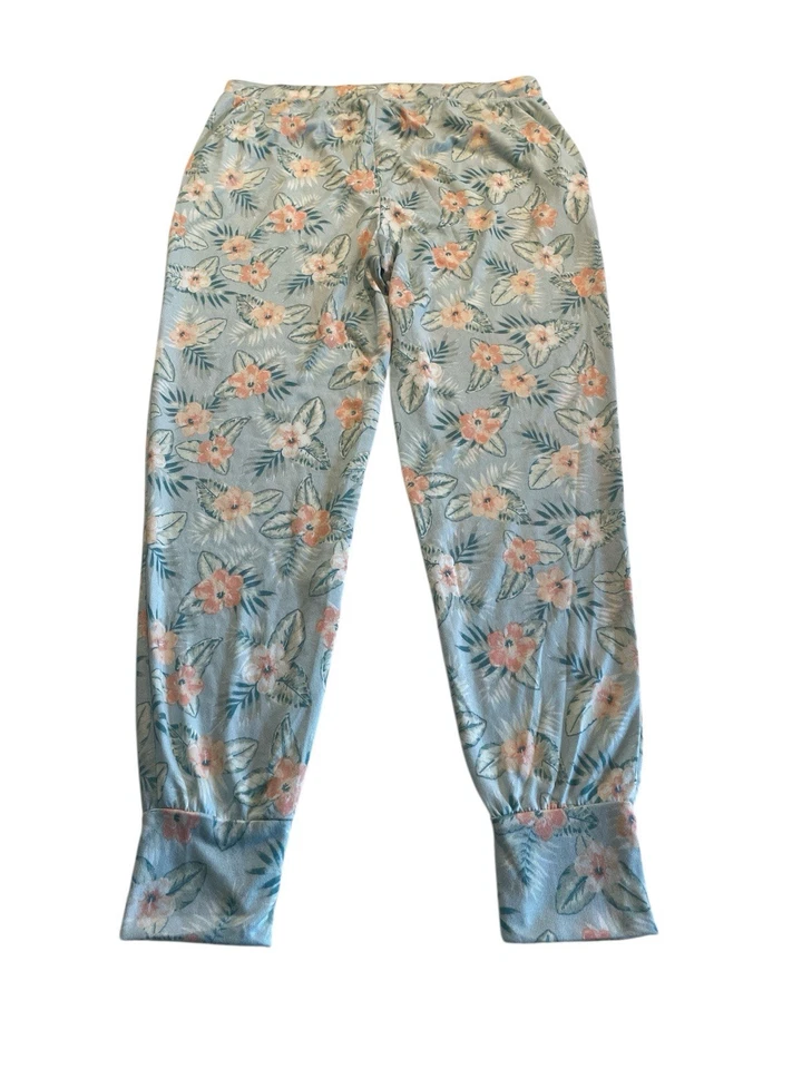 Hurley Women’s Lounge Sleep Pant Size Large Floral Green Orange Drawstring Soft - Image 3 of 4