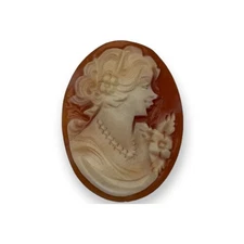 Vintage Carved Loose Shell Woman Right Facing Cameo 25 x 19 mm