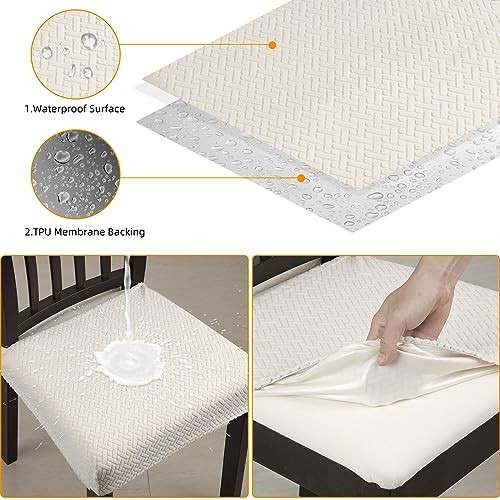 Stretch Waterproof Chair Seat Covers 4 PCS, Removable Washable Dining Room - Picture 4 of 6