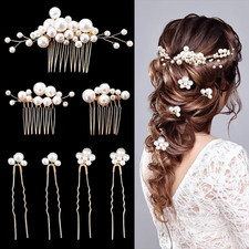 7PCS Pearl Wedding Hair Combs Bridal Headpiece Pearl Hair Pins Hair Clips Ele...