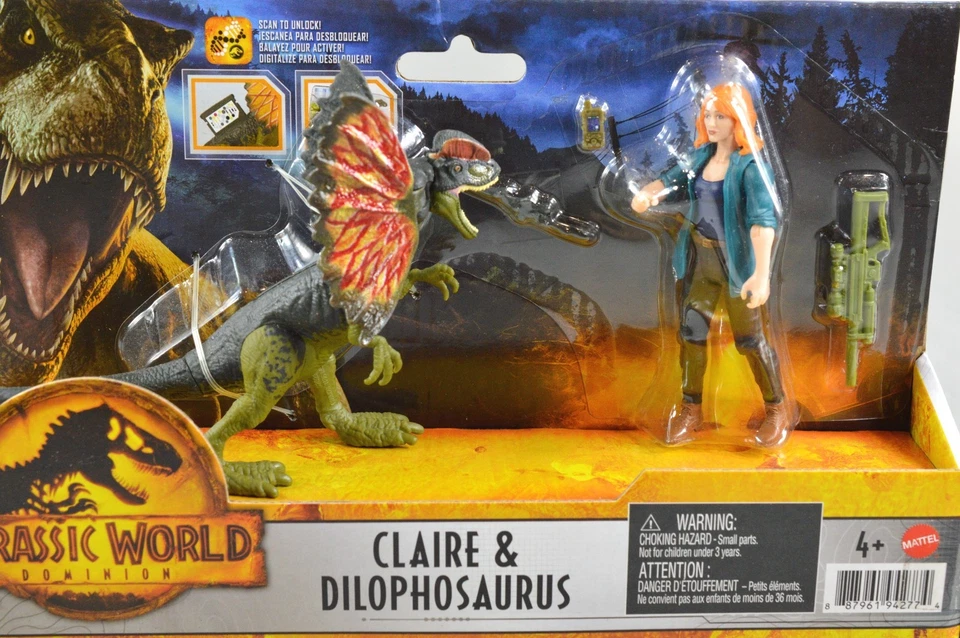 Jurassic World Dominion Claire & Dilophosaurus Mattel NUEVO Foto 2 de 4