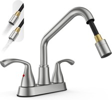 Laundry Sink Faucet 3 Hole Utility Sink Faucet with Pull Out Sprayer Dual