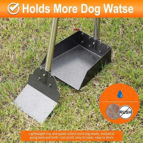 Pooper Scooper, Metal Aluminum Tray and Spade Poop Scoop Set with Adjustable ... - Picture 4 of 7