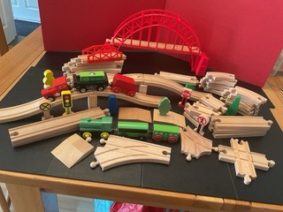 Brio & Compatible Wooden Train Set Large Bundle Track Trains Bridges ect