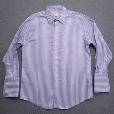 Brooks Brothers Dress Shirt Mens 16 34 Madison Non Iron Blue Striped French Cuff
