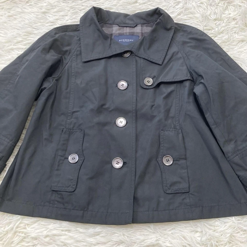 Burberry London Short Trench Coat Jacket Nova Check Size 40 Black 56cm Length - Image 2 of 4