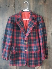 Vintage Johnny Carson Plaid Pure Wool Sport Jacket Coat Blazer 1970's