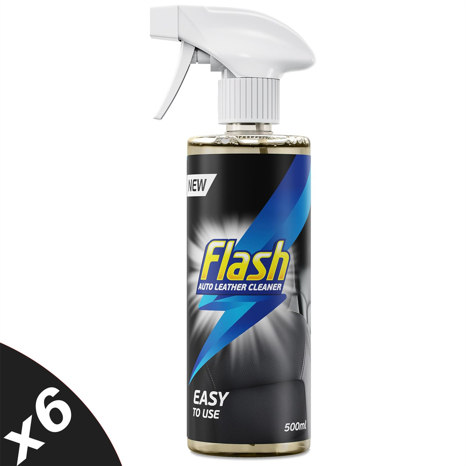 Flash Leather Cleaner Clean & Freshens Car Automotive Leather Upholstery 6x500ml