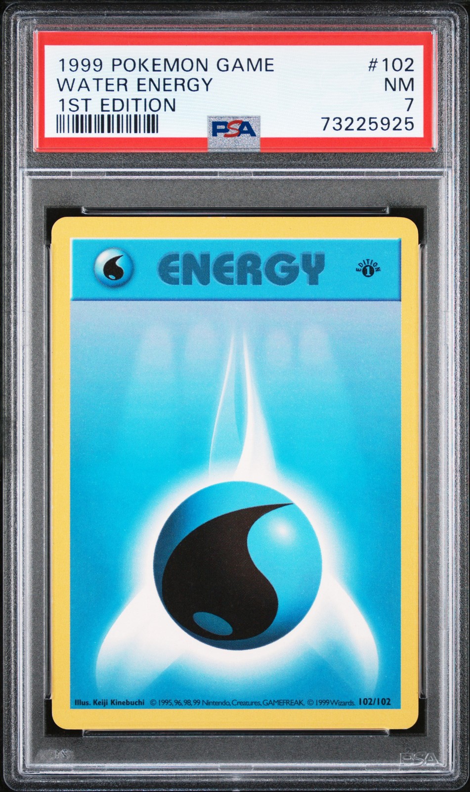 1999 POKEMON BASE SET 1ST EDITION #102 WATER ENERGY PSA 7