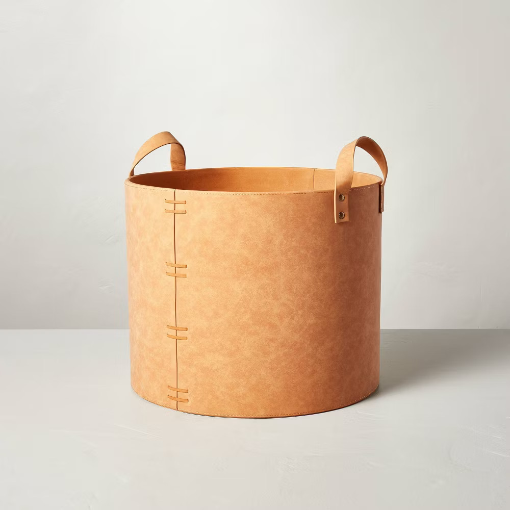 Large Faux Leather Storage Bin Camel Brown - Hearth - Hand with 7390₽