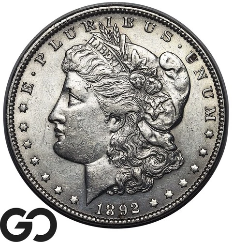 1892 Morgan Silver Dollar Coin, Choice Uncirculated+ Better Date