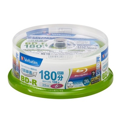 Verbatim 6x speed BD-R 20-pack 25GB White Printable Verbatim VBR130RP20SV1 [PC]