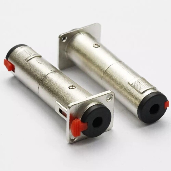 Solderless 1/4 TRS to TRS Female Locking Jacks Plug for D Pedalboards (Silver(2p