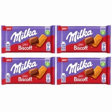 4 Pack Milka Lotus Biscoff Alpine Milk Chocolate Bars 90g Each