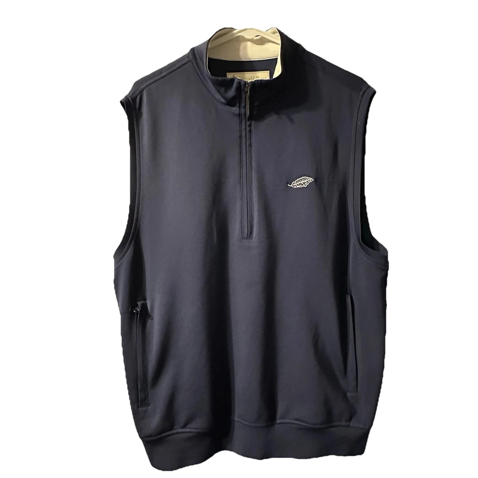 Donald Ross Vest Medium M Blue 1/4 Zip Golf Performance Pullover Sleeveless