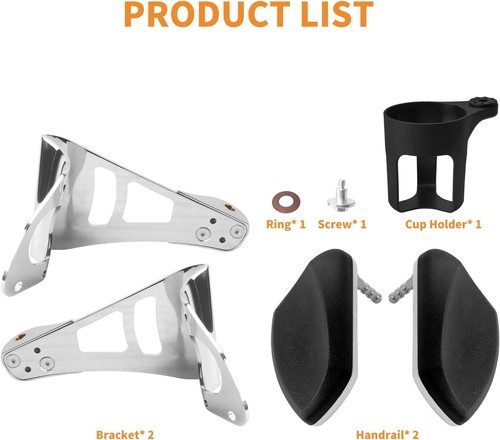 Passenger Arm Rests Drink Holder Fit for Harley-Davidson Touring CHROME NEW - Picture 10 of 15