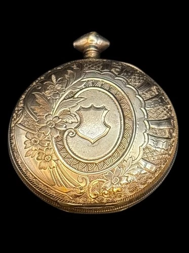 Antique Pocket Watch Elgin Year 1893 Fancy Case Warranted 10 Years Gold Filled