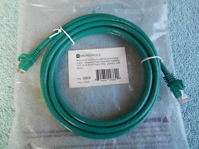 MONOPRICE 9869 ETHERNET Patch Cord, Cat 6, Flexboot, Green, 10 ft.  NEW IN PACK!