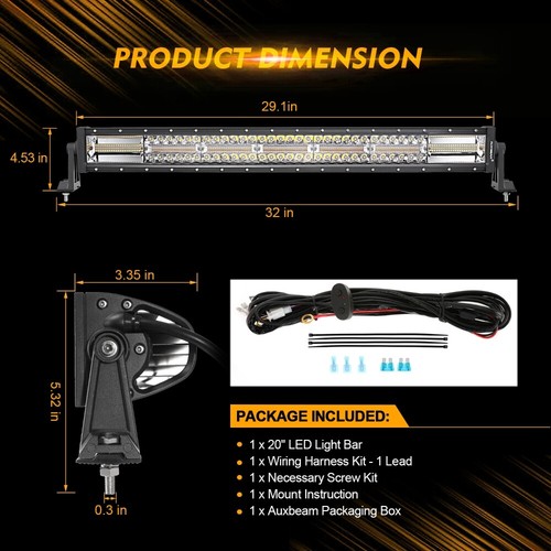 Combo de luz de trabajo AUXBEAM 32" pulgadas barra de punto combo todoterreno conducción todo terreno 4x4 - Imagen 2 de 11