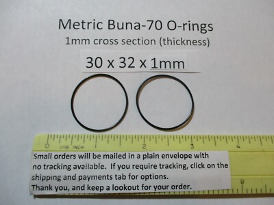 30mm ID x 32mm OD x 1mm thick O-ring. Buna-70.   Quan 2..