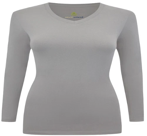 Natural Uniforms Women's Under Scrub Tee V-Neck Long Sleeve T-Shirt Top 7170  - Image 2 of 4