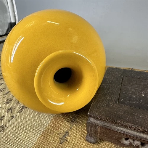 9" Collection China Qing Yellow Glaze Porcelain Plum Vase - Picture 2 of 5