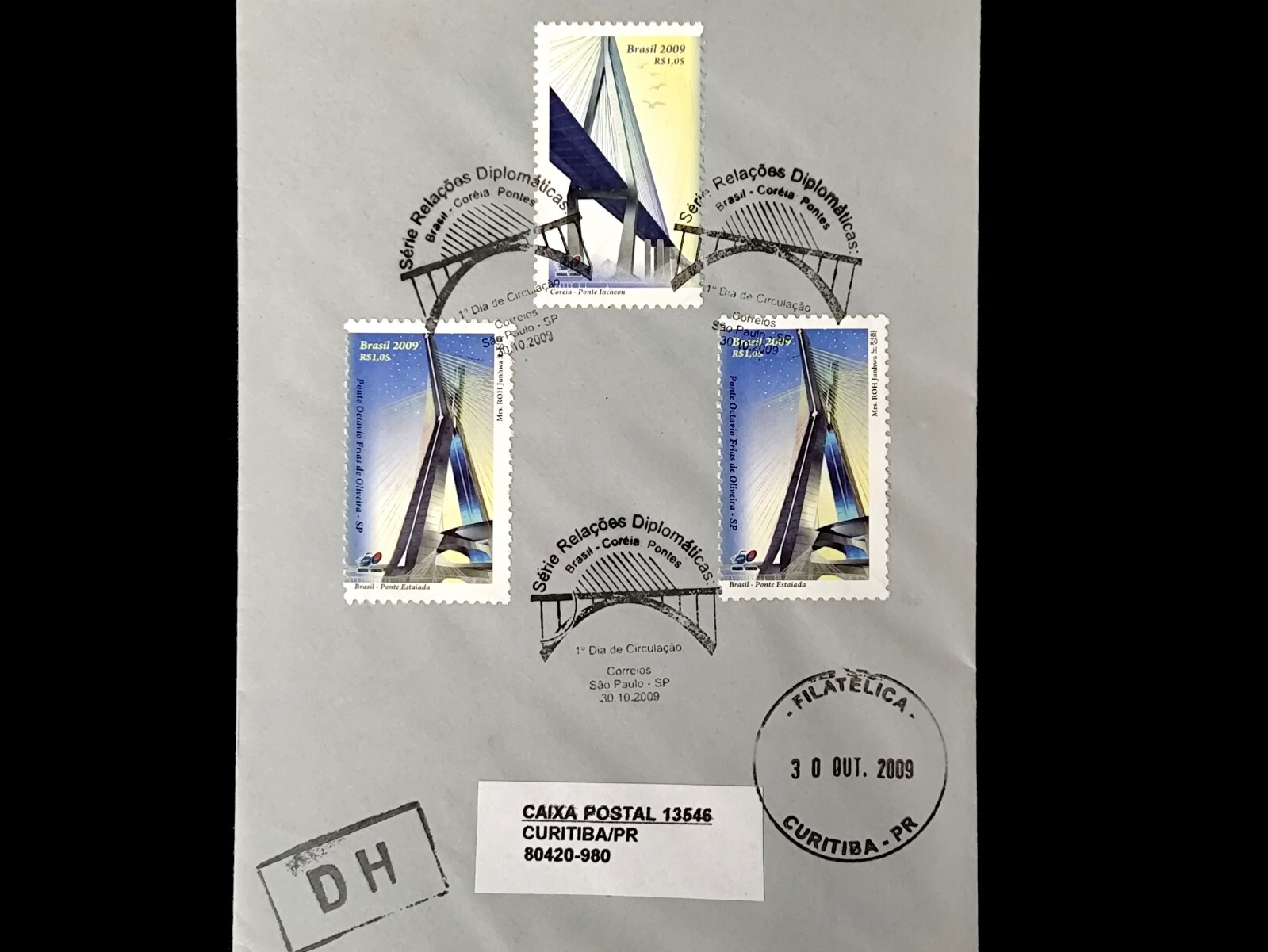 Cover South Korea Incheon Bridge Full Sheet MINT Brazil 2009 Architecture 다리 橋