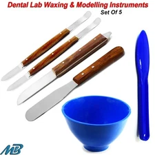 6 Pieces Dental Waxing Knife Plaster Spatula Plastic Mixing Bowl Modelling Tools
