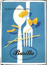 BARILLA PASTA ERBERTO CARBONI 1952 VINTAGE ITALIAN FOOD AUTHENTIC ORIGINALPOSTER