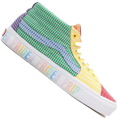 Vans Sk8-Mid Unisex-Schuhe Pride-Sneaker Skate High Top Multi/White Bunt