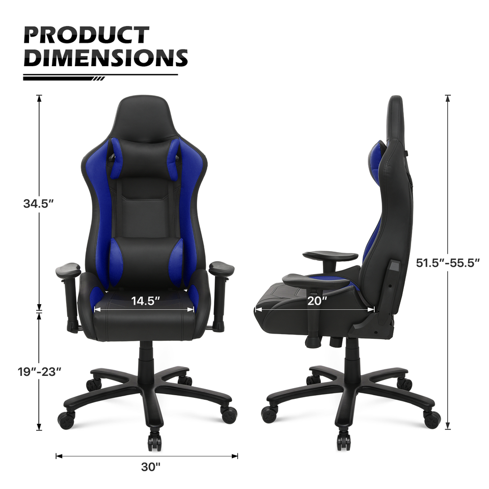 Blue Gaming Racing Computer Chair[CARBON FIBER FABRIC]Ergonomic Swivel ...