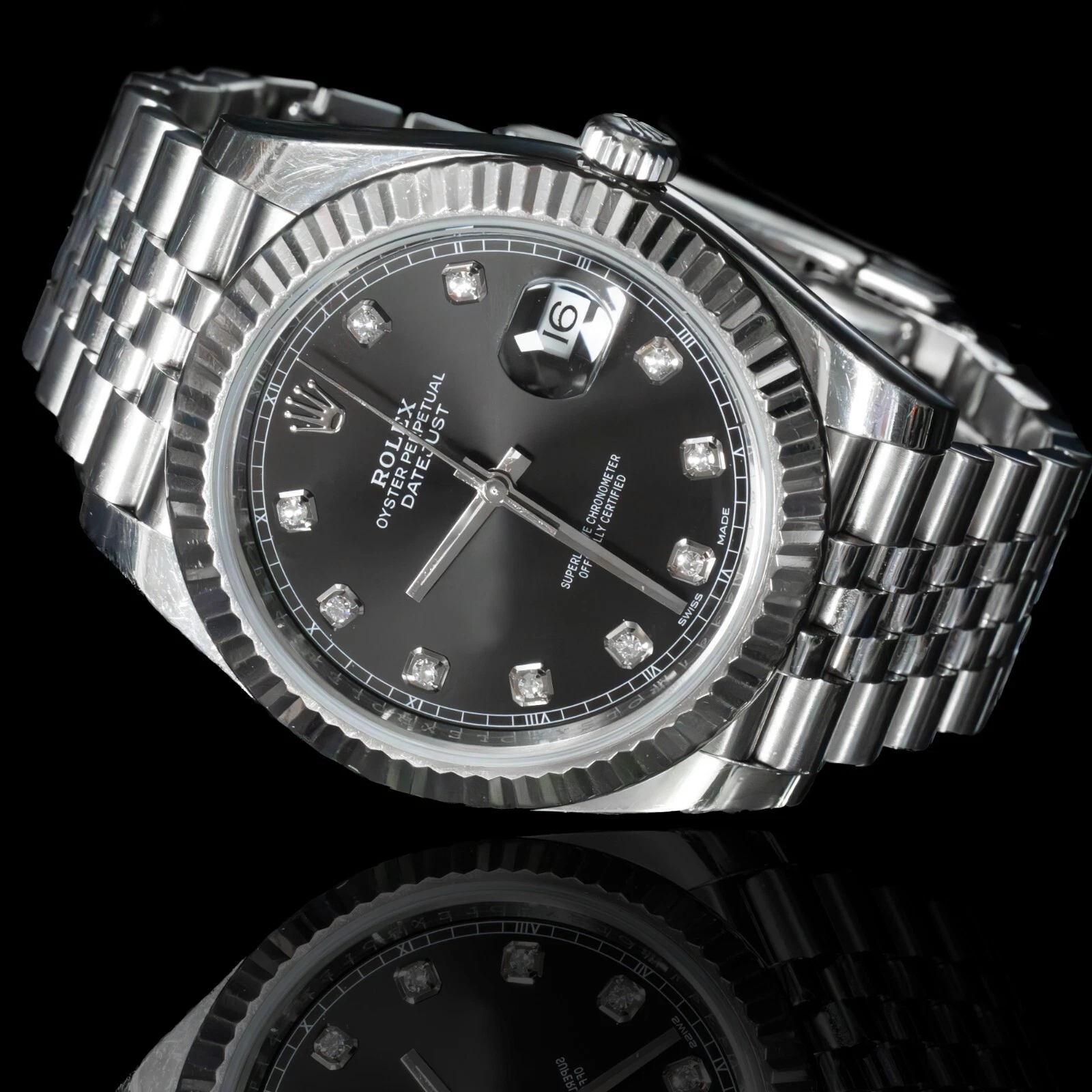 Rolex Datejust 41mm 126334 Black Diamond Dial Jubilee Bracelet