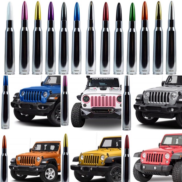 Chrome with Purple Tip Bullet Antenna for Jeep Wrangler and Gladiator