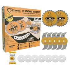 8" Carbide Stacking Dado Blade Set for SawStop, Jet, Dewalt Saw - 14 Pieces