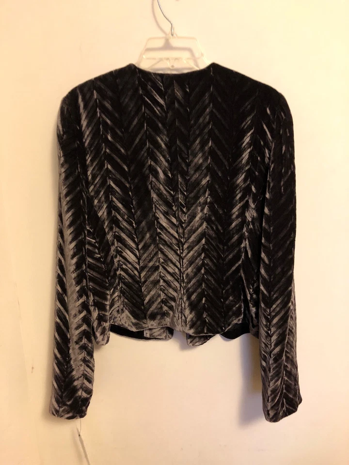 全新带标签 Calvin Klein 白金单钩闭合棕色天鹅绒西装外套,尺寸 12 — 第 4/4 张图片