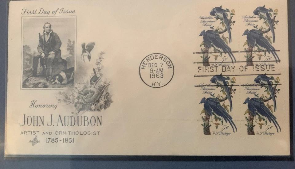 FDC #1241 5c Plate Block Audubon Artcraft+ #27594 PB Lower Left+Single Framed - Image 3 of 4