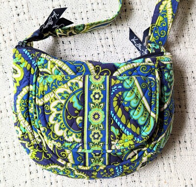 Vera Bradley Lizzy Small Crossbody Shoulder Bag Purse Rhythm & Blues Print Green
