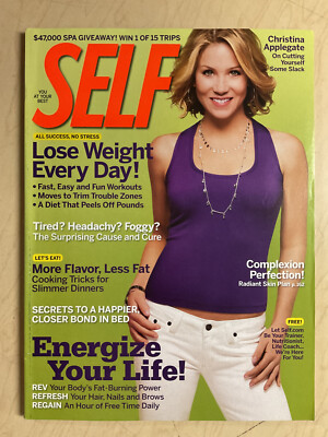 april 2008 SELF magazine Christina Applegate on sexy cover + Tom Brady Ad