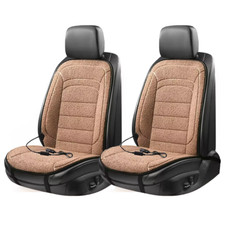 2Pcs Car Seat Cover Heated Cushion Winter Warmer Mat Thermostatic Control Brown