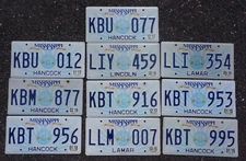 Bulk LOT OF 10 MISSISSIPPI LICENSE PLATES - GUITAR Graphic License Plate Tags