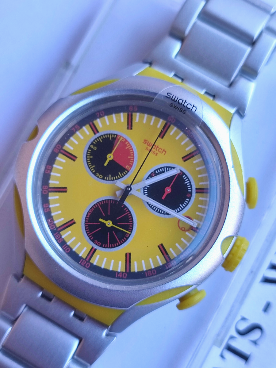 Swatch Irony Xlite Chrono Yys4002ag Lemon Squash New UK