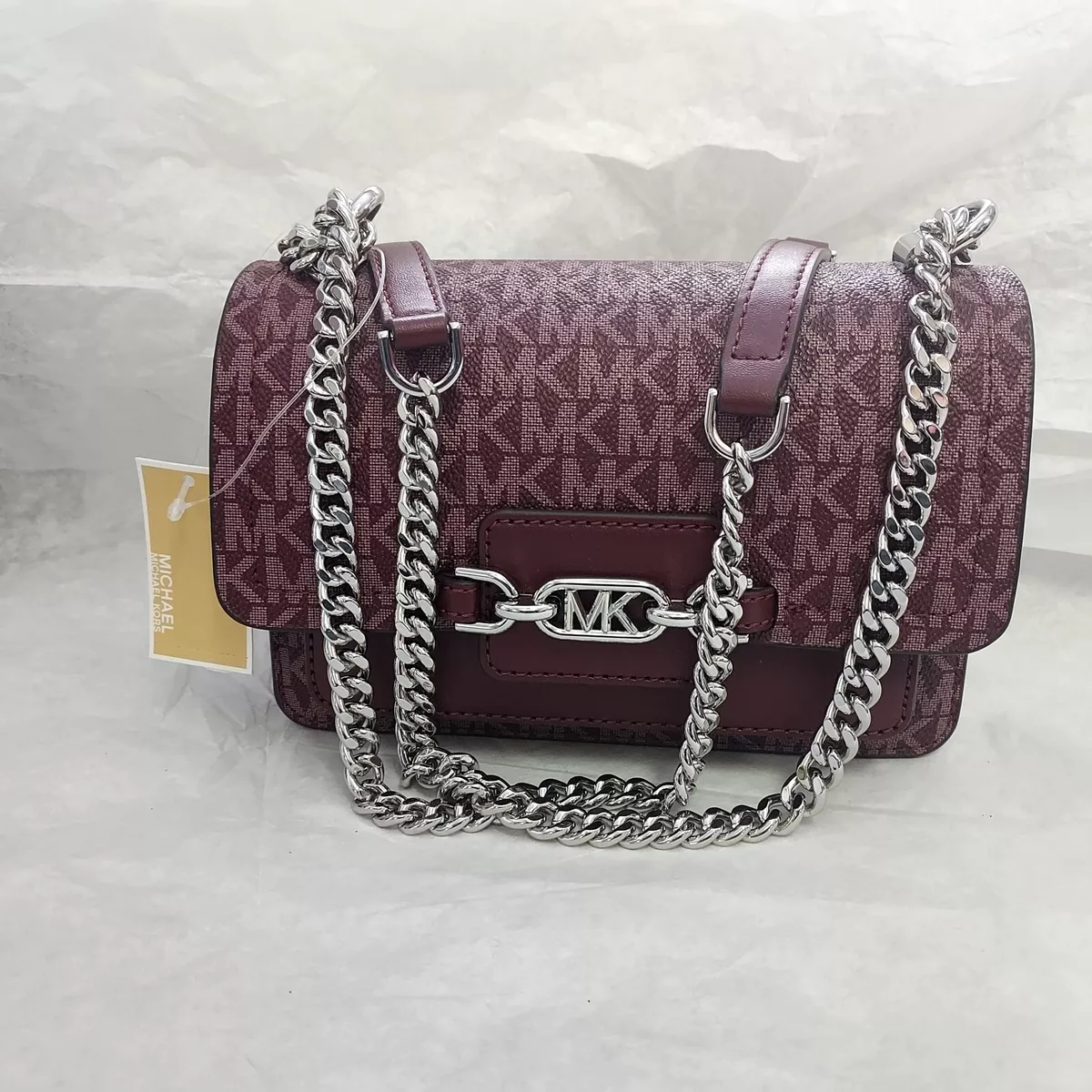 Michael Kors Heather Extra-Small Leather Crossbody Bag Shoulder Bag Merlot  New