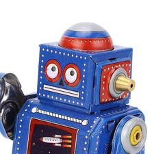  Blue Wind Up Robot Toy Hand Made Decorative Vintage Clockwork Robot Toy MN FF