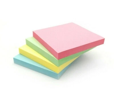 EVERGREEN GOODS Assorted Pastel Removable Sticky Post It Coloured Notes Pads 76mm x 76mm