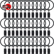36 Pack Curtain Rings with Clips, Drapery Clips with Rings, Hangers Drapes Rings