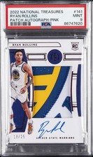 2022 NATIONAL TREASURES PATCH AUTO-PINK #141 RYAN ROLLINS 18/25 PSA 9